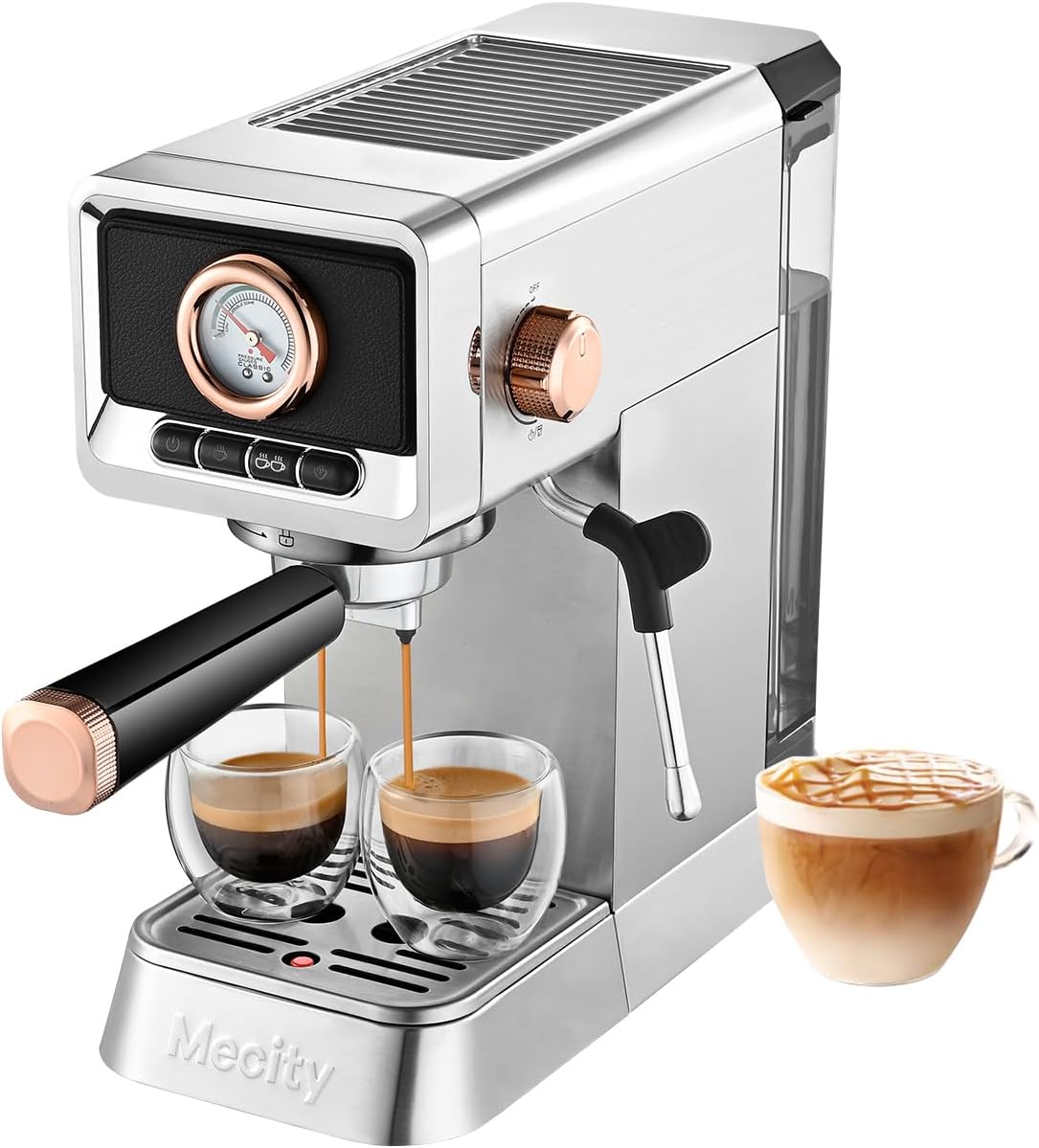 Mecity 20 Bar Espresso Machine with Milk Frother Brushed Stainless St