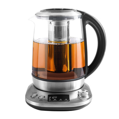 Mecity Tea Kettle Electric Tea Pot with Removable Infuser, 9 Preset Brewing Programs Tea Maker with Temprature Control, 2 Hours keep Warm, 1.7 Liter Electric Kettles, 1200W, Glass and Stainless Steel