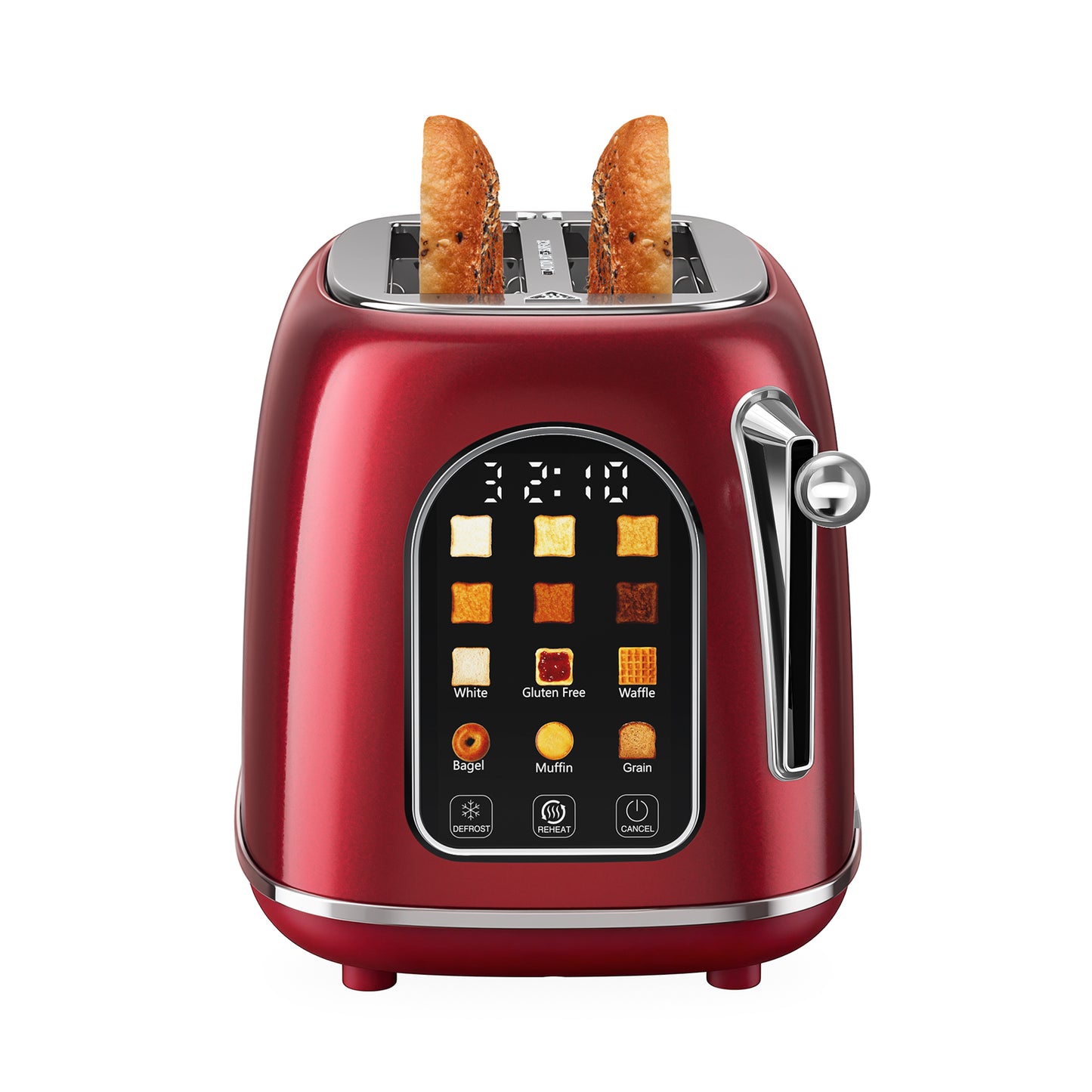 Mecity Toaster 2 Slice, Touch Screen Wide Slot Retro Toaster For Breads Bagel Muffin Waffle, House Warming Gift New Home, 120V 825W, Red