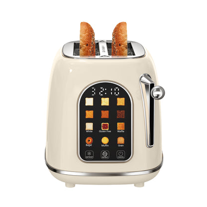 Mecity Toaster 2 Slice, Touch Screen Wide Slot Retro Toaster For Breads Bagel Muffin Waffle, House Warming Gift New Home, 120V 825W, Cream Color