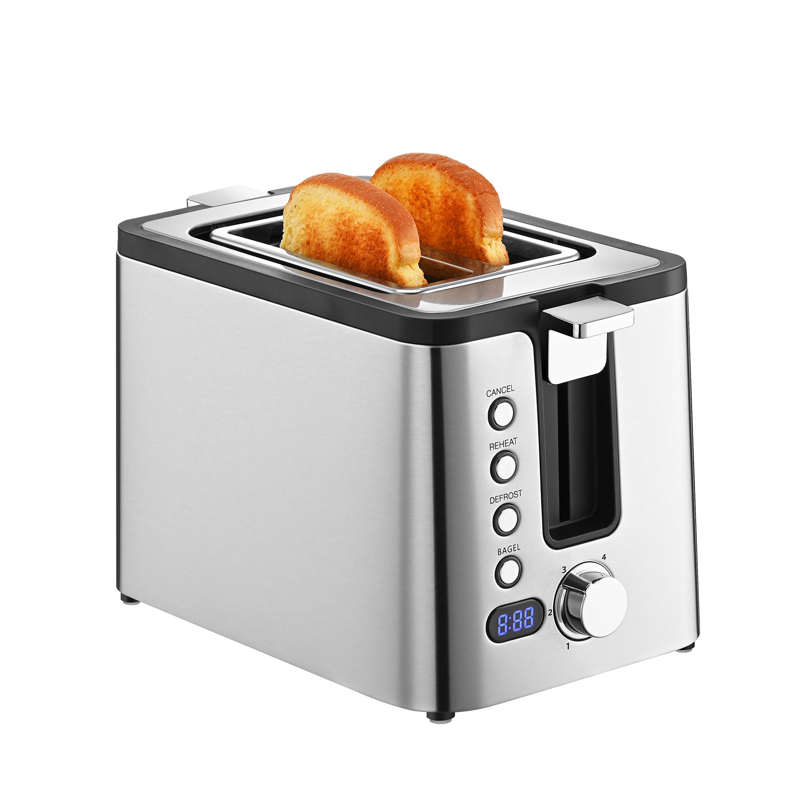 Mecity Toaster 2 Slice Stainless Steel Toaster Countdown Timer, Bagel