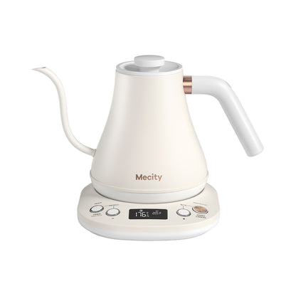 Mecity Electric Gooseneck Kettle With Keep Warm Function & LCD Display Automatic Shut Off Coffee Kettle Temperature Control Pour Over Kettle 1200 Watt, 0.8L, 120V, Milk White