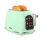 Mecity Smart Touch Screen Toaster 2 Slice, Retro Wide Slot Stainless Steel Toaster with 6 Browning Levels, Reheat & Defrost, for Bagel, Toast, Bread, Removable Crumb Tray, Green