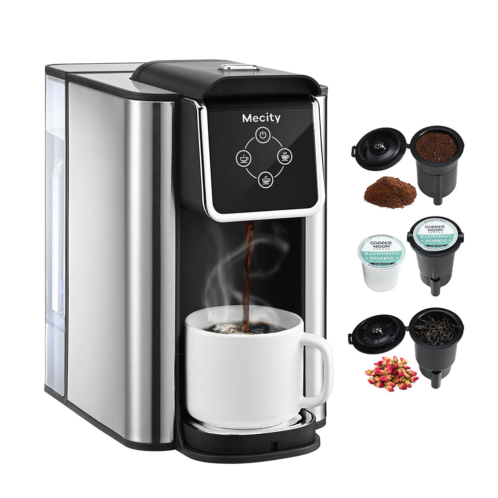 Mecity Coffee Maker 3-in-1 Single Serve Ground Coffee Brewer/ Machine, For K-Cup Coffee Capsule Pod, Loose Tea maker, 6 to 10 Ounce Cup, Removable 50 Oz Water Reservoir, 120V 1150W