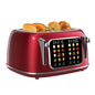 Mecity 4-Slice Touchscreen Toaster, Retro Stainless Steel Wide Slots Toaster, 6 Browning Settings, Large Digital Display, 120V 1650W, Red