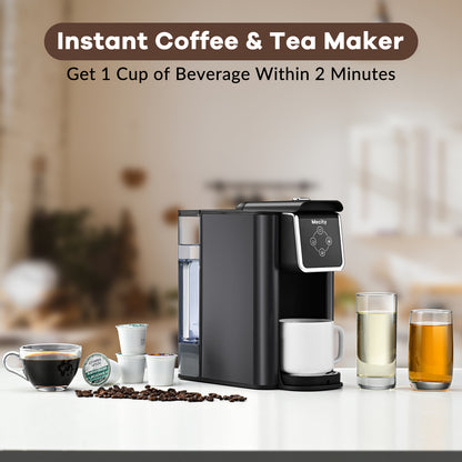 Mecity Coffee Maker 3 in 1 Single Serve Coffee Machine, Compatible with K cup Capsules, Instant Coffee Pot, Tea maker, 6,8,10 Oz Cup, Removable 50 Oz Water Reservoir, 120V 1150W,Metallic Grey
