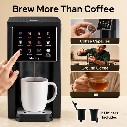 Mecity Single Serve Touch Screen Coffee Maker, Compatible with K-Cup Pods & Ground Coffee, Hot & Iced Coffee Machine with Strong Brew, 6-12 Oz Brew Sizes, 50 Oz Removable Water Reservoir