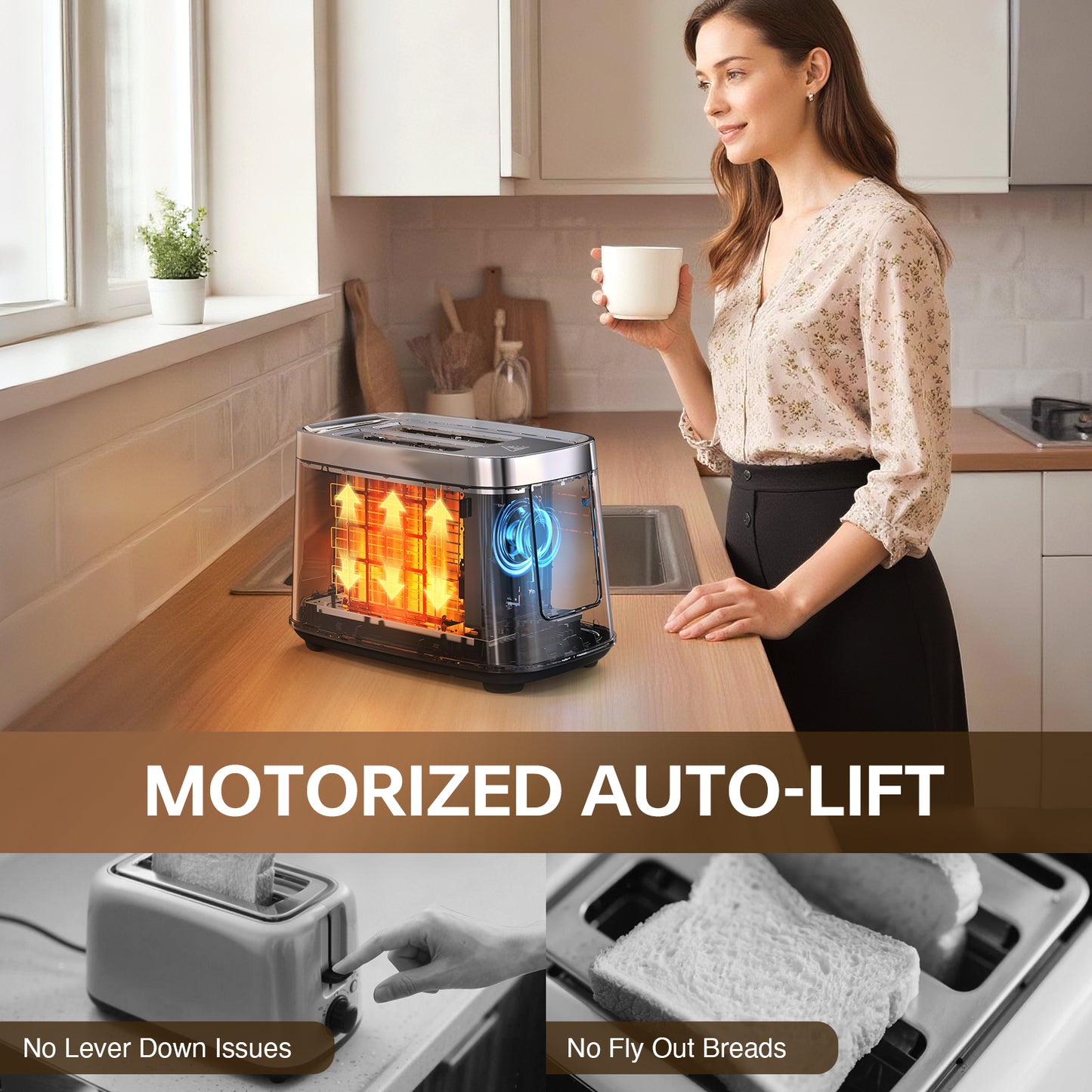 Mecity Touch Screen Toaster with Automatic Lift & Keep Warm – 2 Slice Smart Toaster, 5 Browning Levels, 8 Bread Programs, Luxury Stainless Steel Design, 1200W, Silver