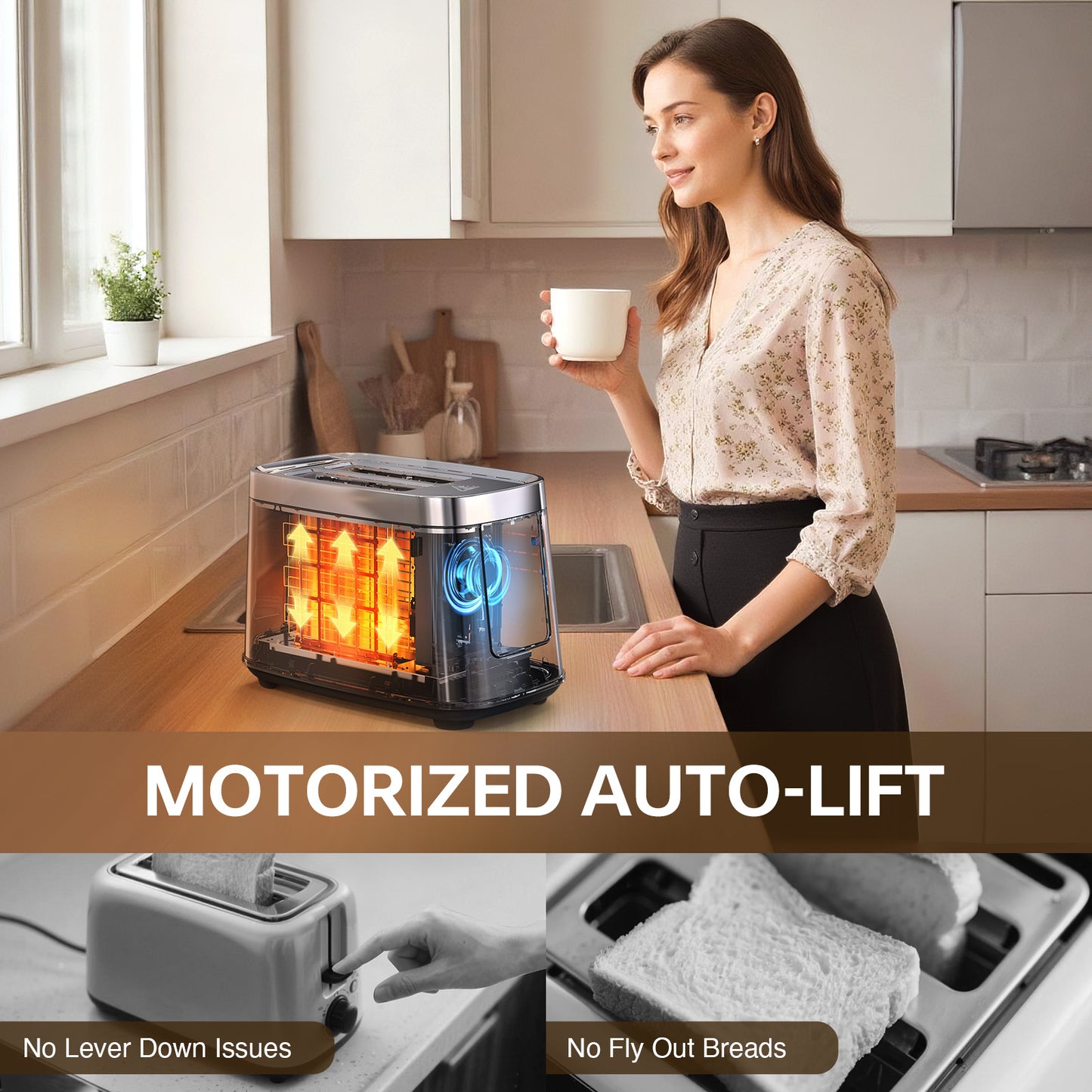 Mecity Touch Screen Toaster with Automatic Lift & Keep Warm – 2 Slice Smart Toaster, 5 Browning Levels, 8 Bread Programs, Luxury Stainless Steel Design, 1200W, Metallic Grey