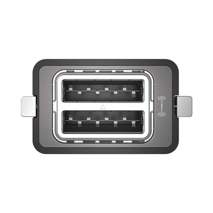 Mecity 2 Slice Stainless Steel Toaster with Countdown Timer, Bagel/Defrost/Reheat/Cancel, Warming Rack, Extra Wide Slots, 6 Browning Settings, Metallic Grey