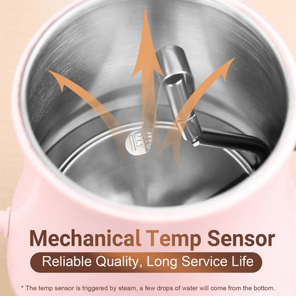 Mecity Electric Kettle Gooseneck Water Kettle Stainless Steel Coffee & Tea Kettle Water Boiler Fast Heating, Auto Shut Off, 0.8 L, 1000W, Pink