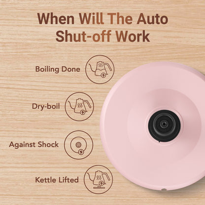 Mecity Electric Kettle Gooseneck Water Kettle Stainless Steel Coffee & Tea Kettle Water Boiler Fast Heating, Auto Shut Off, 0.8 L, 1000W, Pink