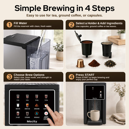 Mecity Single Serve Touch Screen Coffee Maker, Compatible with K-Cup Pods & Ground Coffee, Hot & Iced Coffee Machine with Strong Brew, 6-12 Oz Brew Sizes, 50 Oz Removable Water Reservoir