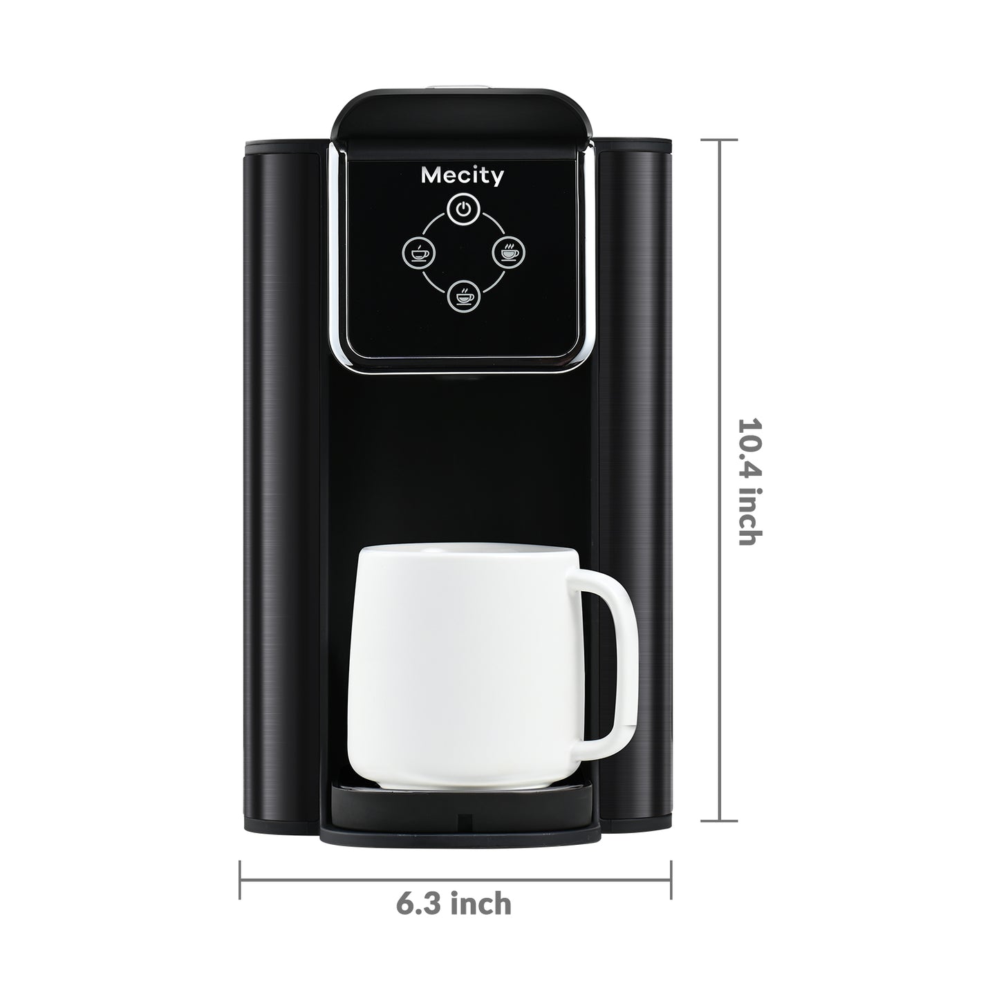 Mecity Coffee Maker 3 in 1 Single Serve Coffee Machine, Compatible with K cup Capsules, Instant Coffee Pot, Tea maker, 6,8,10 Oz Cup, Removable 50 Oz Water Reservoir, 120V 1150W,Metallic Grey