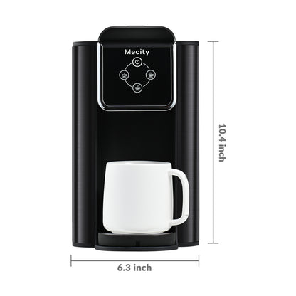 Mecity Coffee Maker 3 in 1 Single Serve Coffee Machine, Compatible with K cup Capsules, Instant Coffee Pot, Tea maker, 6,8,10 Oz Cup, Removable 50 Oz Water Reservoir, 120V 1150W,Metallic Grey