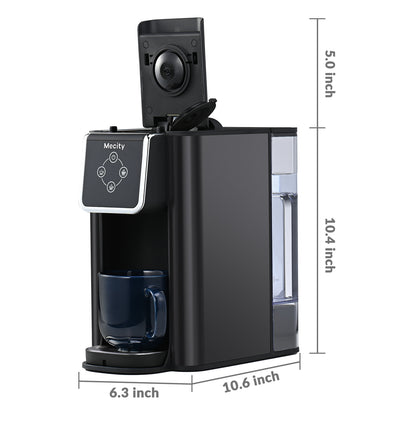 Mecity Coffee Maker 3 in 1 Single Serve Coffee Machine, Compatible with K cup Capsules, Instant Coffee Pot, Tea maker, 6,8,10 Oz Cup, Removable 50 Oz Water Reservoir, 120V 1150W,Metallic Grey