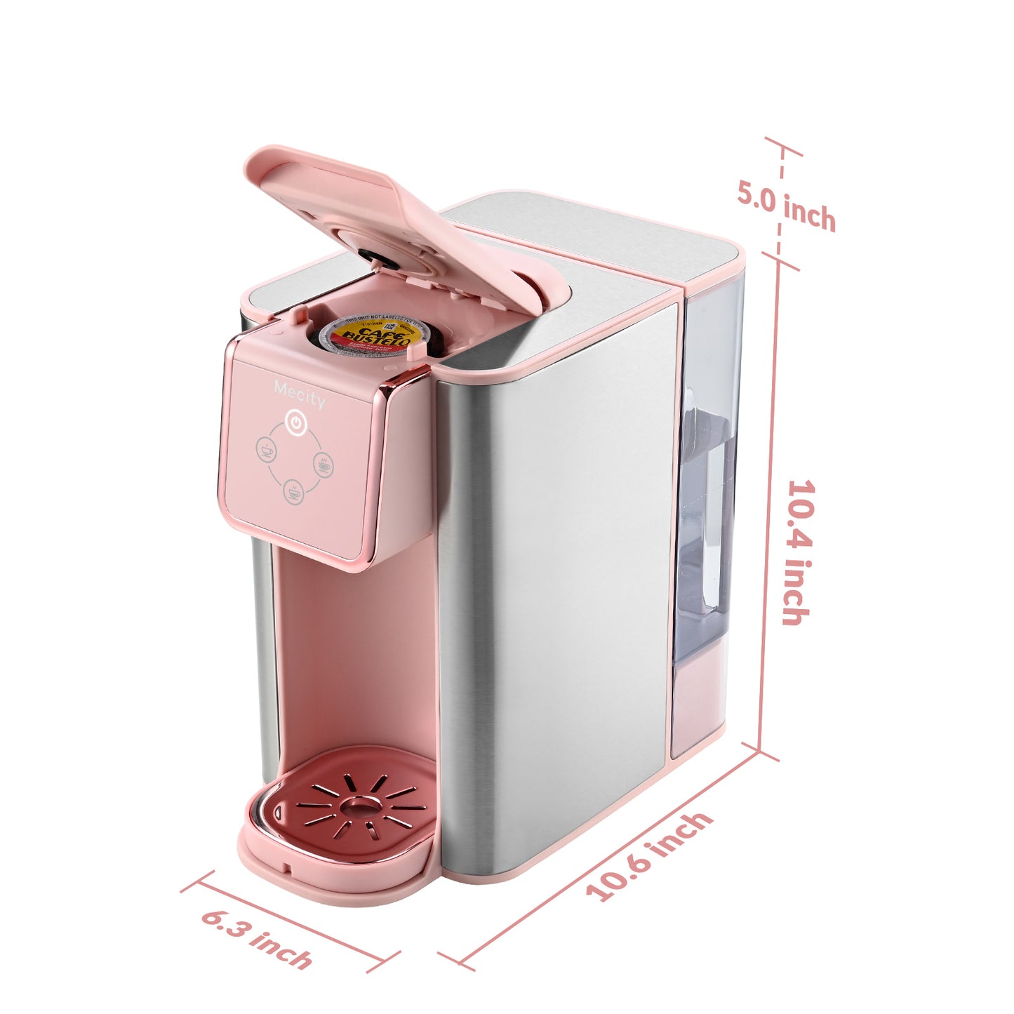 Mecity Pink Coffee Maker 3-in-1 Single Serve Coffee Machine, For K-Cup Coffee Capsule, Ground Coffee, Loose Tea, 6 to 10 Ounce Cup, Removable 50 Oz Water Reservoir, 120V 1150W