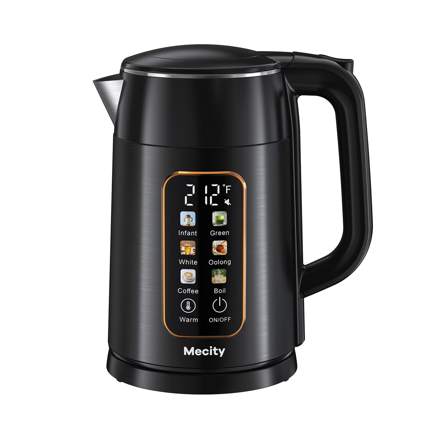 Mecity Electric Kettle 1.7L Touch Screen Temperature Control Water Boiler, No Plastic Contact with Water. 6 Preset Temperature Programs, 2 Hours Keep Warm, Black