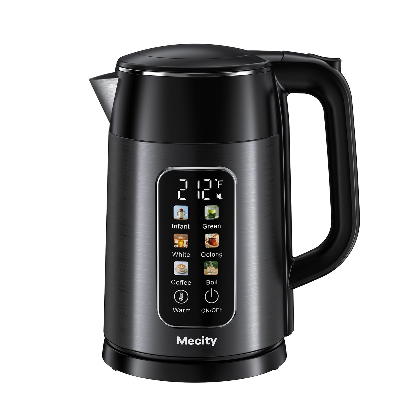 Mecity Electric Kettle 1.7L Touch Screen Temperature Control Water Boiler, No Plastic Contact with Water. 6 Preset Temperature Programs, 2 Hours Keep Warm, Auto Shut Off, Dark Grey