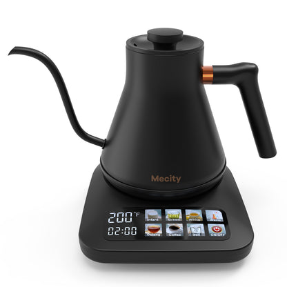 Mecity Gooseneck Electric Kettle, 0.8L Pour Over Coffee Kettle with Temperature Control, 6 Presets, 1500W Fast Boil, 2-Hour Keep Warm, Stainless Steel Interior, Tea Kettle Electric, Black