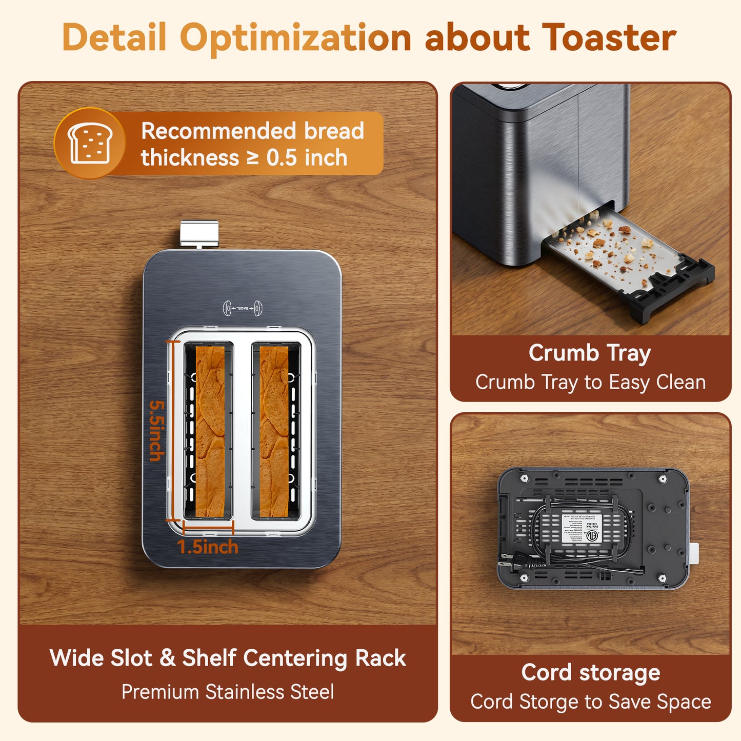 Mecity 2 Slice Smart Touchscreen Toaster, Stainless Steel Wide Slot Toaster with Auto Lift& Shut Off, Memory Function, Digital Bread Toaster for Bagels, 850W