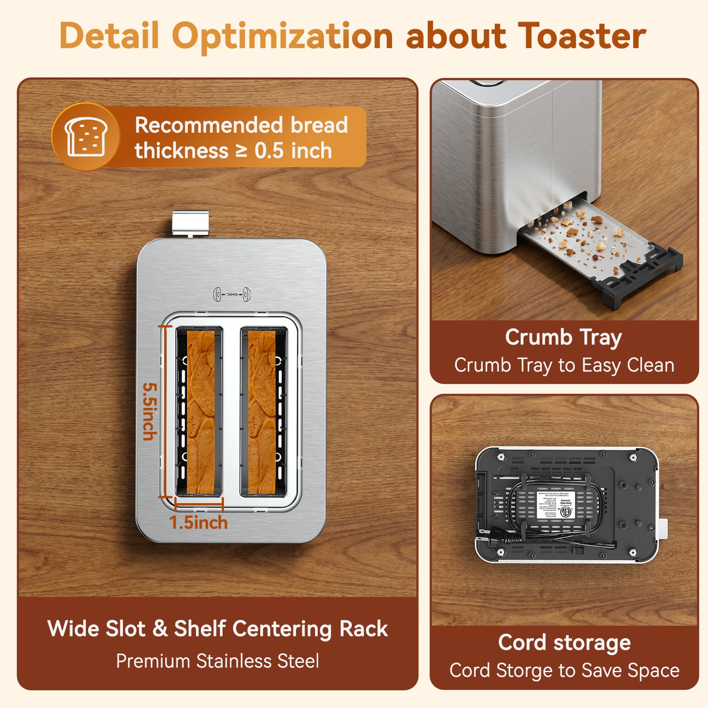 Mecity 2 Slice Smart Touchscreen Toaster, Stainless Steel Wide Slot Toaster with Auto Lift& Shut Off, Memory Function, Digital Bread Toaster for Bagels, 850W
