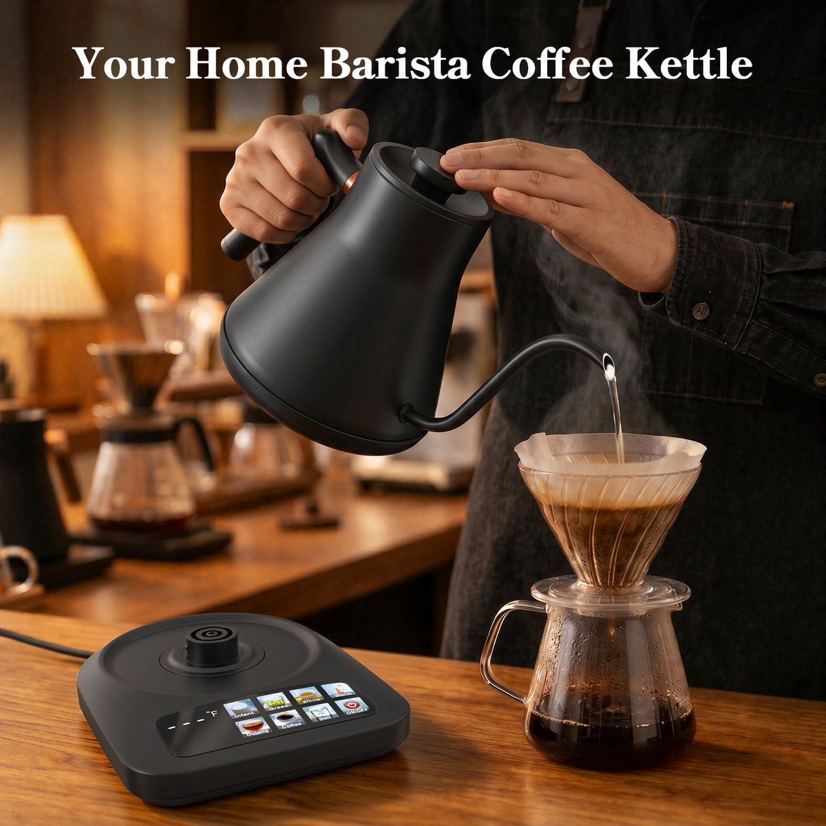 Mecity Gooseneck Electric Kettle, 0.8L Pour Over Coffee Kettle with Temperature Control, 6 Presets, 1500W Fast Boil, 2-Hour Keep Warm, Stainless Steel Interior, Tea Kettle Electric, Black