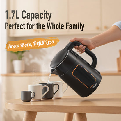 Mecity Electric Kettle 1.7L Touch Screen Temperature Control Water Boiler, No Plastic Contact with Water. 6 Preset Temperature Programs, 2 Hours Keep Warm, Black