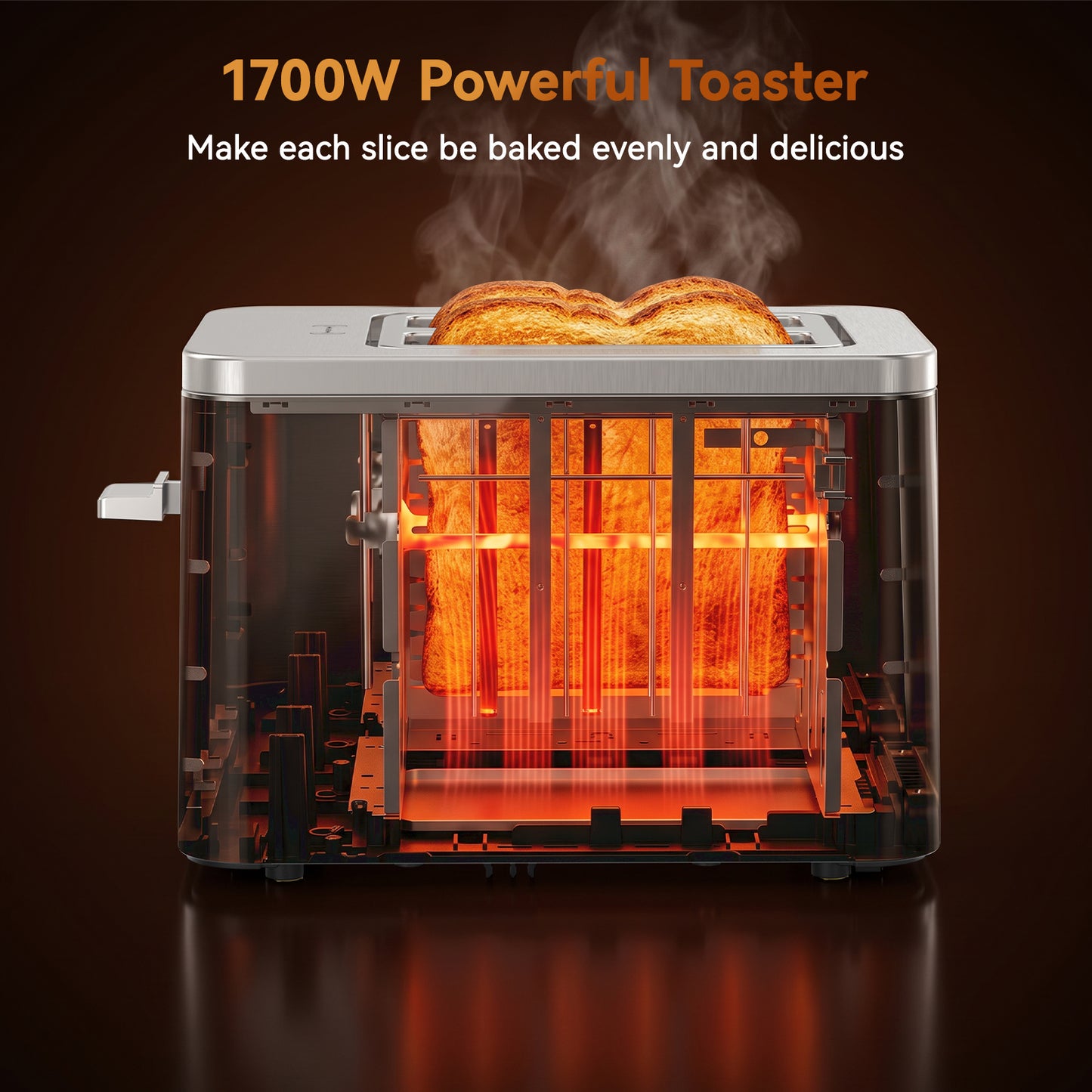 Mecity 2 Slice Smart Touchscreen Toaster, Stainless Steel Wide Slot Toaster with Auto Lift& Shut Off, Memory Function, Digital Bread Toaster for Bagels, 850W