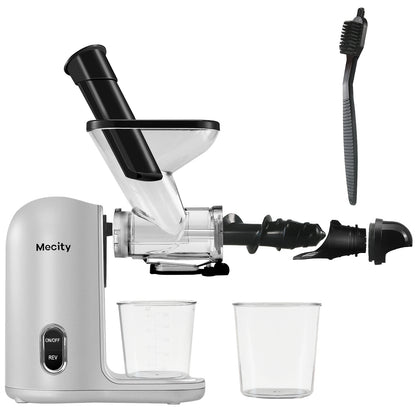 Mecity Small Cold Press Juicer Slow Masticating Juicer For Vegetable and Fruits, Pure Juice No Pulp, 120V, Silvery